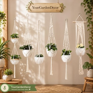 Hanging Plant Handmade Macrame Plant Hanger Flower Pot Planter Hanger Wall Decor Courtyard Garden Hanging Planter Hanging Basket