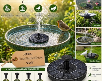 Solar Fountain Pump for Bird Bath Floating Solar Water Fountain with 4 Nozzles Pond & Pool Fountain Outdoor Garden Decor Patio Water Feature