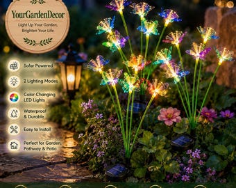 Solar Butterfly Garden Lights Outdoor  Fiber Optic LED Solar Pathway Lights, Waterproof Stake Lights for Garden, Patio, Lawn & Yard Decor