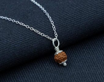 Sterling Silber Rudraksha Halskette - Unisex Design für Männer und Frauen - Spiritueller Schmuck