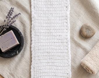 Bolsa de jabón de ganchillo hecha a mano, bolsa de jabón ecológica, toallita exfoliante de algodón, accesorio de baño sin residuos, regalo de spa para ella.