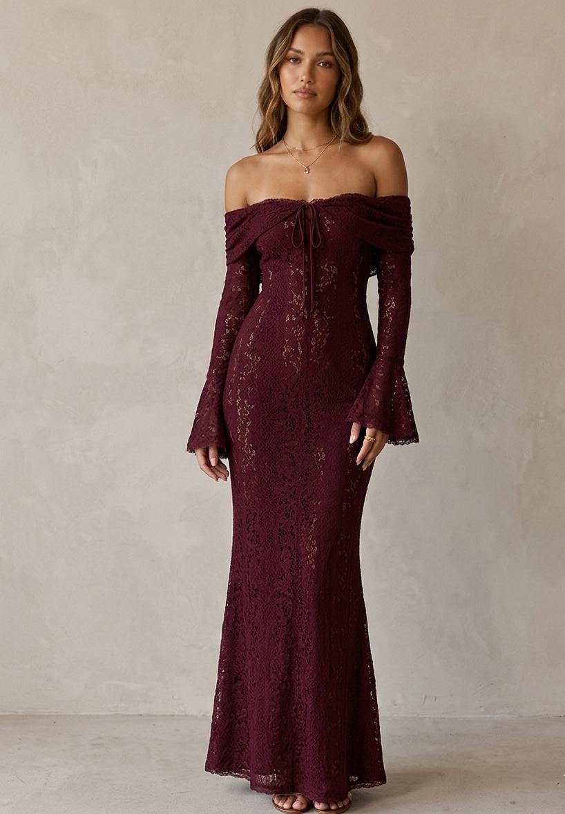 chinese dress ladies Kata Red Lace Maxi Dress - US 8 main image 0