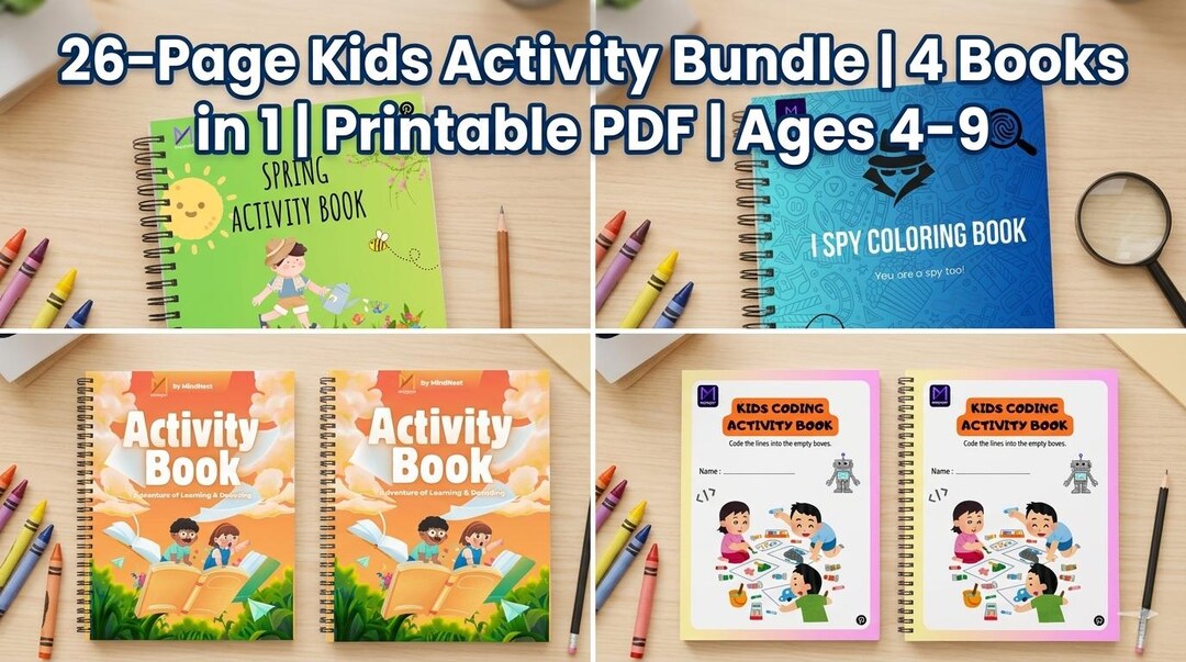 Spring Decoder Pages Kids Ultimate Activity Bundle: Line Coding, I Spy, Spring, Decoder ...