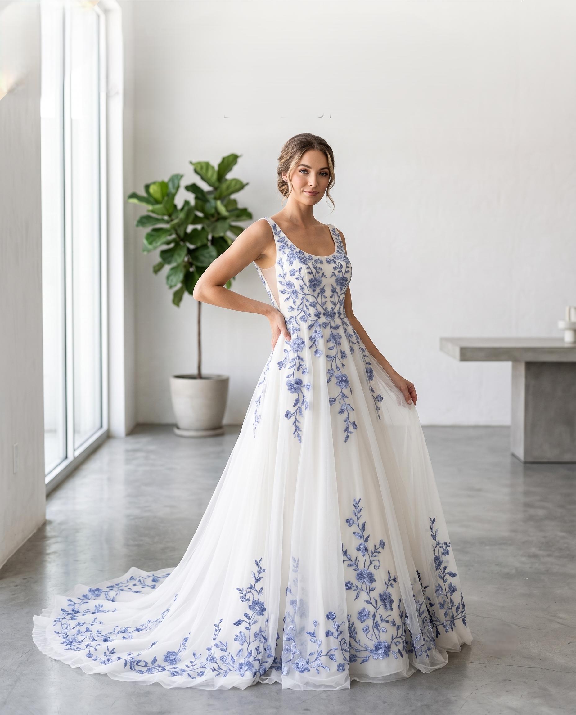 etsy blue wedding dress Vintage Royal Blue and White Wedding Dresses Sweetheart Satin Ball Gowns Custom