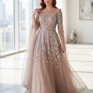 batwing sequin dress Thigh-High Slit Sequin Batwing Sleeve Evening Dress