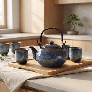 Tetera japonesa de cerámica con infusor, tetera de gran capacidad, juego de té minimalista estilo zen, vajilla de cerámica vintage.