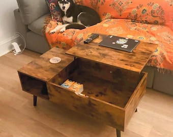 Lift Top Coffee Table with Hidden Storage, Modern Wooden Center Table