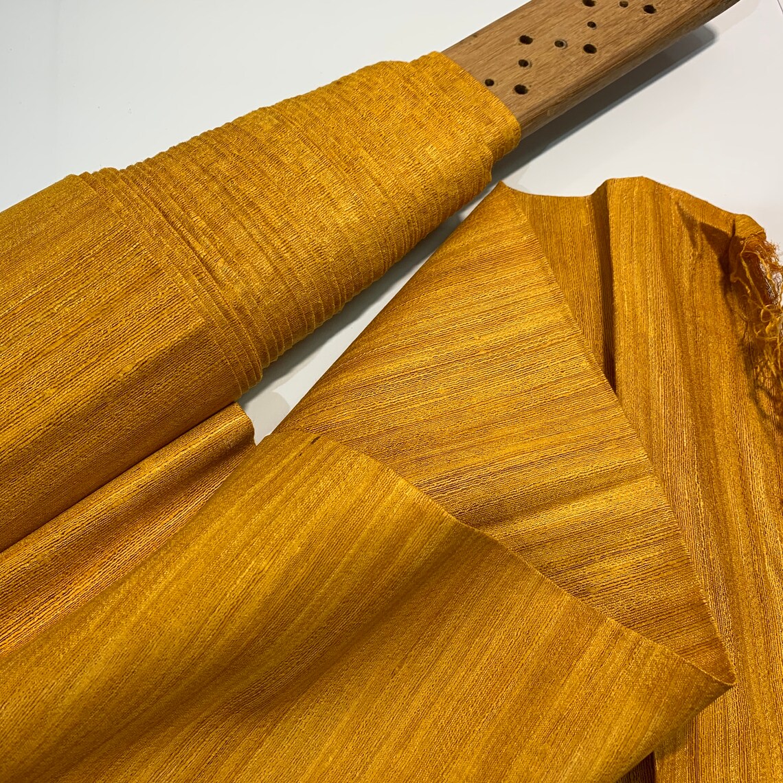 Mustard Tussar Silk Fabric 100 Organic Silk Handwoven Etsy