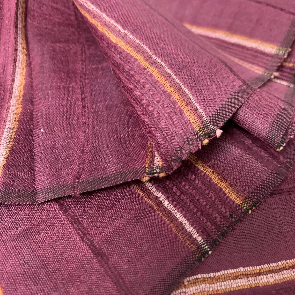 Plum Ribbed Textured Pure Silk Tussar Silk Fabric Ahimsa - Etsy