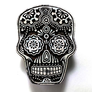 Day Of Dead Skull Wood Stamp, Day of Dead Stamp, Block or Stamp for Printing, Textile, Paper, Leather, Pottery Stamp, Block Printing Supply