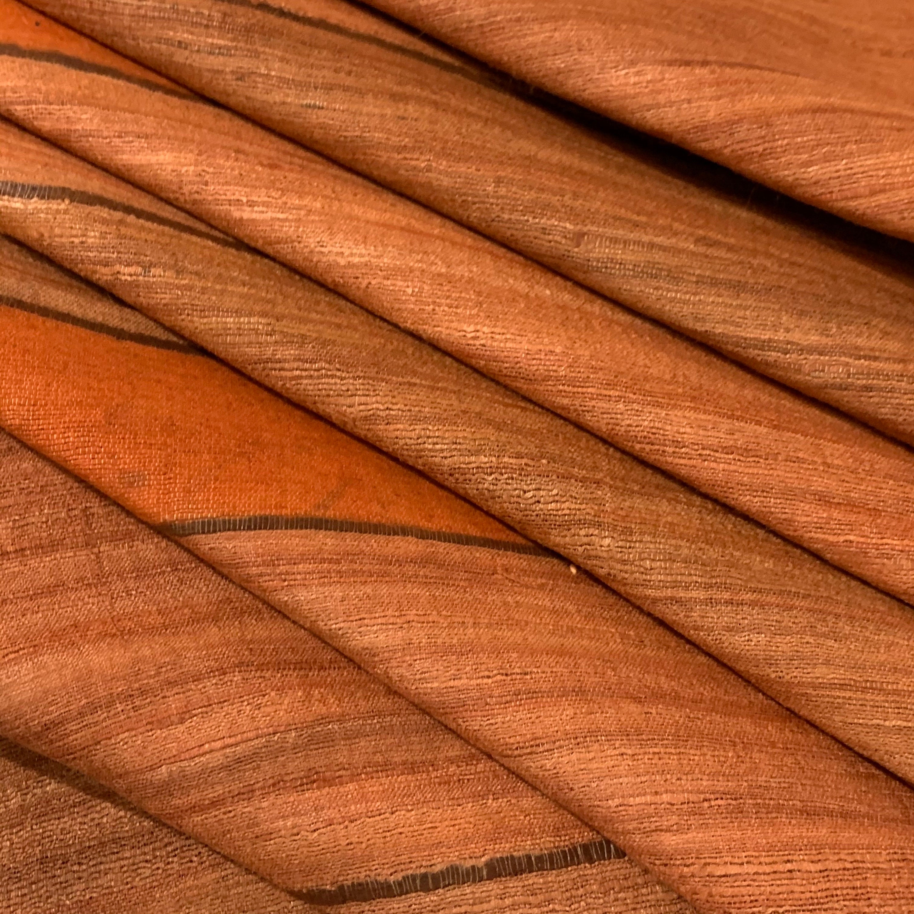 Rust Ribbed Textured Pure Silk Tussar Silk Fabric Ahimsa - Etsy UK