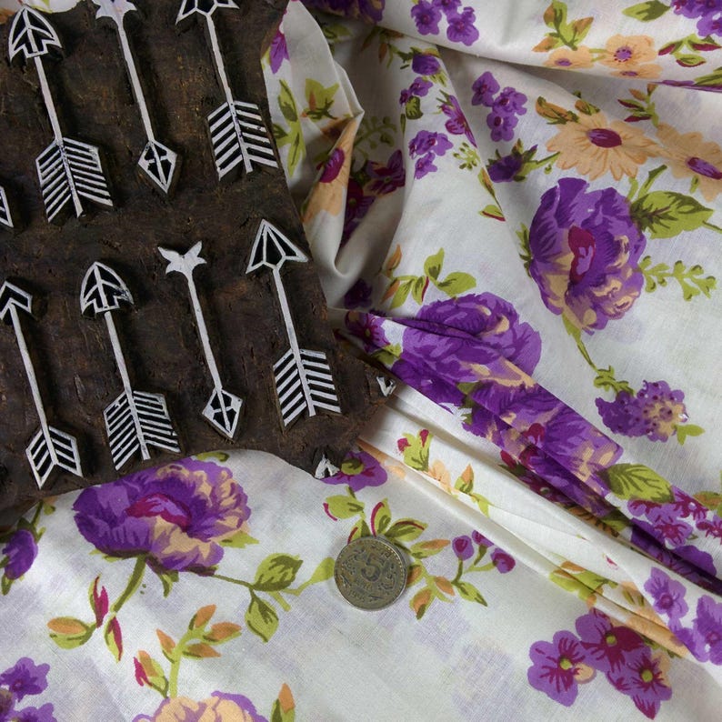 Dress Fabric-Printed Dress Cotton Fabric by Yard White and Purple Floral Print Soft Cambric Cotton Digital Printed Indian Cotton Fabric