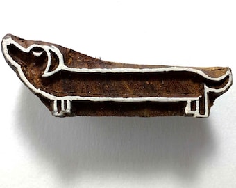 Dachshund Dog Wood Block Stamp - Hand Carved Rosewood Printing