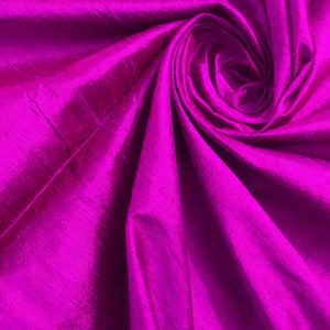 Magenta Handwoven Pure Raw Silk, 100% Pure Dupioni, Pure Silk Dupioni, Raw Mulberry Silk, Solid Magenta Silk, Indian Dupioni Silk For Dress