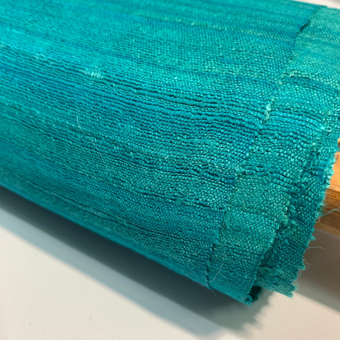 Teal Blue Tussar Silk Fabric 100 Organic Silk Handwoven Etsy UK