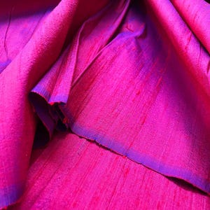Iridescent Magenta Purple Pure Silk Fabric Yardage, Wedding Bridesmaid Dresses, Indian Raw Silk Dupion,  Crafting, Sewing Upholstery Drapery