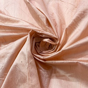 Peach Pink / Blush Pink Pure Raw Silk Fabric, Wedding Dress Fabric, Blush Pink Raw Silk Fabric, Bridal Dress Fabric Yard, Bridal Silk Fabric