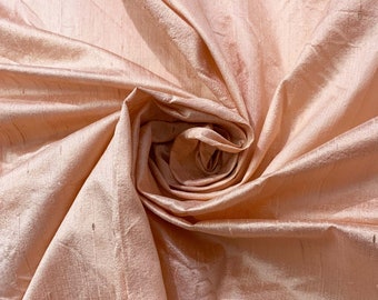 Peach Pink / Blush Pink Pure Raw Silk Fabric, Wedding Dress Fabric, Blush Pink Raw Silk Fabric, Bridal Dress Fabric Yard, Bridal Silk Fabric