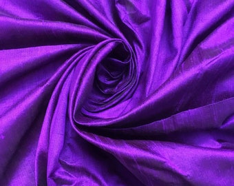 Purple Handwoven Raw Silk Fabric, Indian Dupioni Silk By Yard