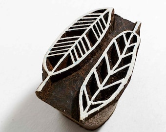 Hand Carved Rosewood Leaf Block Stamp – Textile & Paper Printing