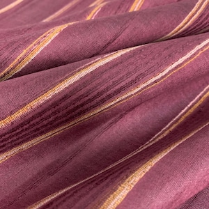 Plum Ribbed Textured Pure Silk Tussar Silk Fabric, Ahimsa Silk, Eri Silk, Cruelty Free Highly Textures Silk Fabric, Dress and Furnishing