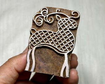 Reindeer Rosewood Block Stamp - Textile and Paper Printing