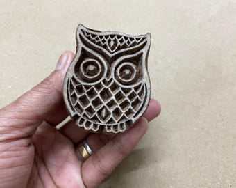 Hand Carved Rosewood Owl Stamp - Textile and Paper Printing