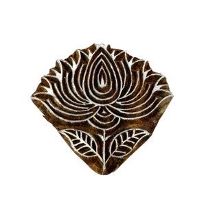 Lotus Flower Rosewood Block – Hand Carved Textile Stamp (2.5x2.5 inch)