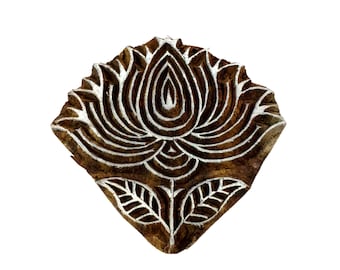 Lotus Flower Rosewood Block – Hand Carved Textile Stamp (2.5x2.5 inch)