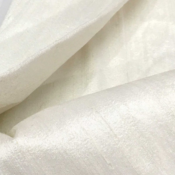 White to Ivory Pure Raw Silk, 100% Pure Silk Dupion, Indian Silk Fabric, Raw Mulberry Silk, White Raw Silk - Indian Dupioni Silk Fabrics