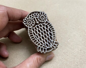 Owl Wood Block Stamp - Hand Carved Rosewood, Textile Printing