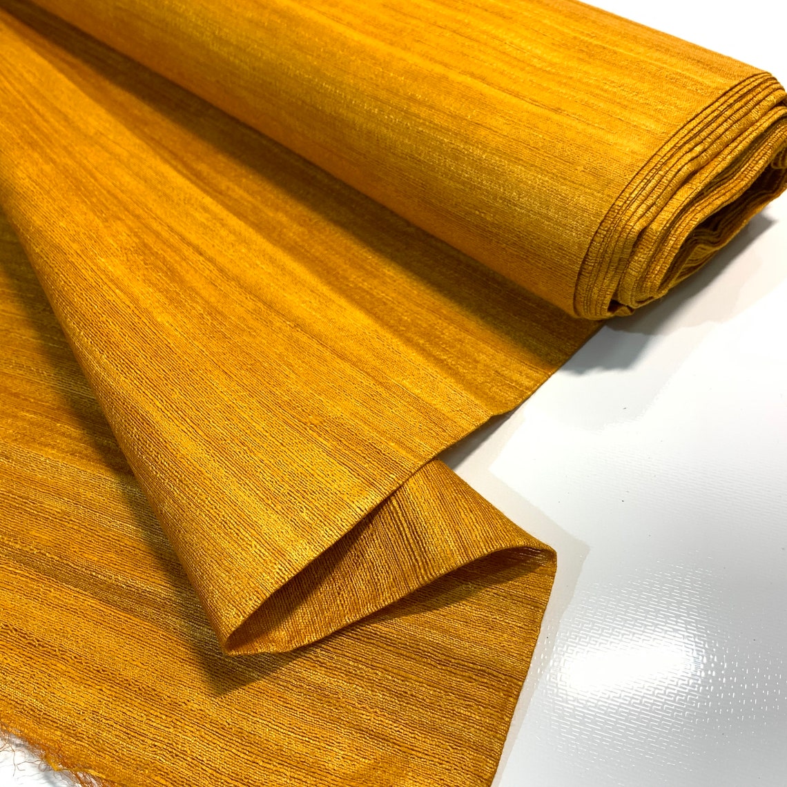 Mustard Tussar Silk Fabric 100 Organic Silk Handwoven Etsy