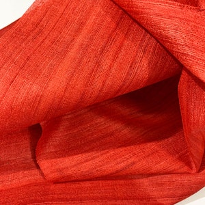 Red Gicha Tussar Silk Fabric, 100% Pure Tussar Silk, Indian Silk Fabric, Indian Tussar Silk, Ahimsa Silk Fabric, Yarn Dyed Pure Silk Fabric