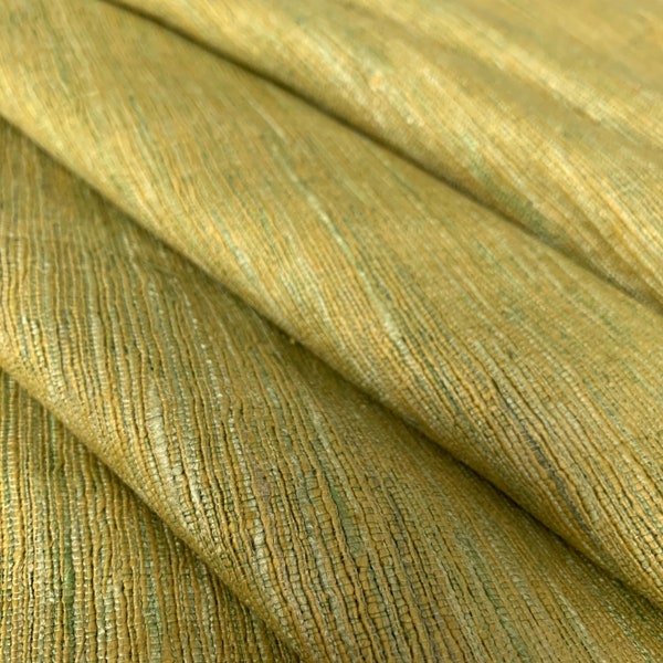 Heavy Texture Peace Silk, Green Textured Pure Silk Tussar Silk Fabric, Ahimsa Silk, Eri Silk, Cruelty Free Highly Textures Silk Fabric