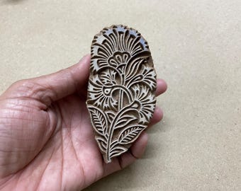 Kashmir Flower Wood Block Stamp, Rosewood Carved Printing Block