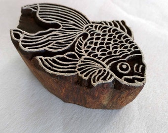 Fish Wooden Stamp Block - Hand Carved Rosewood Textile Printing