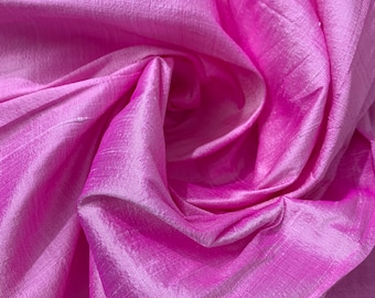 Bubblegum Pink raw silk, pure raw silk, wedding dupion silk, bridal silk, peace Silk,  shantung silk fabric, pure silk fabric, Pink silk