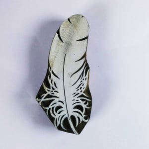 Feather Wooden Stamp-Fabric Paper Clay and Wall Stamping-Handcarved Wooden Stamp-Pottery Making-Wall Decoration Scrapbooking Ideas