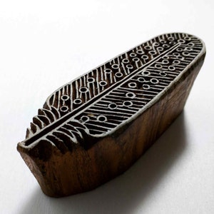 Feather Wooden Stamp - Wood Block Printing Stamp - Hand Carved Wood Block for Printing