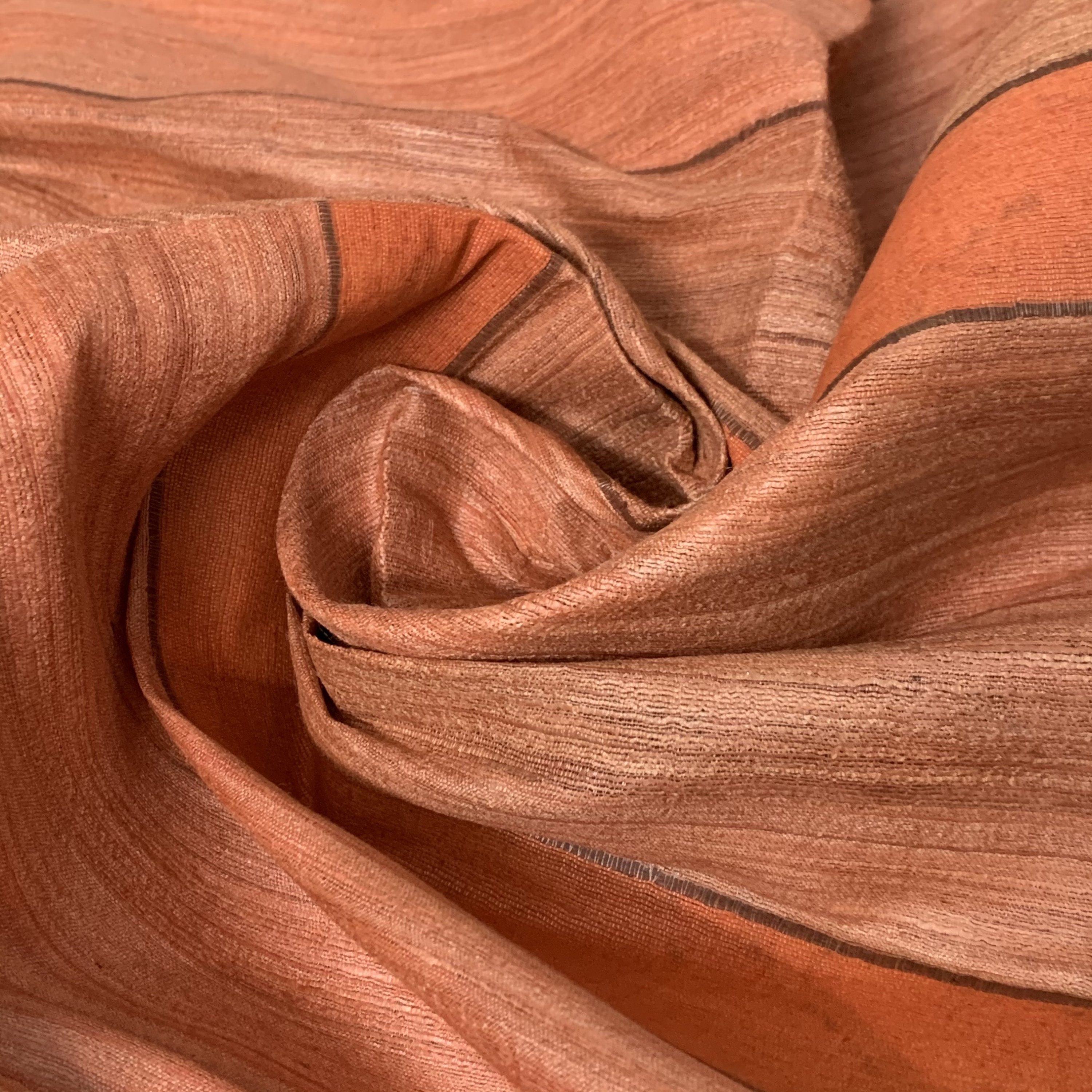 Rust Ribbed Textured Pure Silk Tussar Silk Fabric Ahimsa - Etsy UK