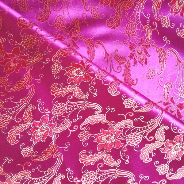 Fuschia and Gold  brocade fabric from India