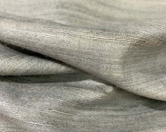 Grey Gicha Tussar Silk Fabric, 100% Pure Tussar Silk, Indian Silk Fabric, Indian Tussar Silk, Ahimsa Silk Fabric, Yarn Dyed Pure Silk Fabric