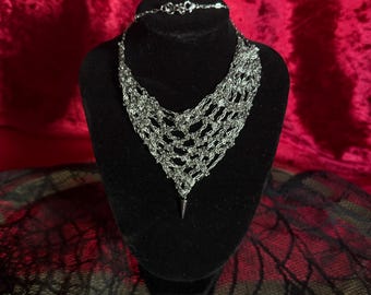 Crochet Metal Chain Stainless Steel Spike Necklace