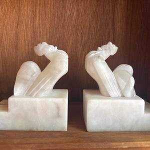Alabaster Rooster Bookends Vintage