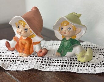 Vintage decor homeco pixie elves fairies porcelain