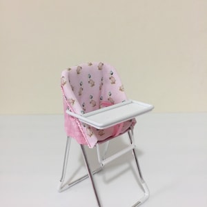 DOLLS HOUSE 1/12th scale, nursery Pink High Chair,  hand crafted miniature