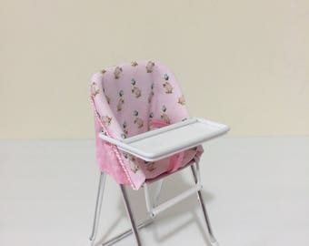 DOLLS HOUSE 1/12th scale, nursery Pink High Chair,  hand crafted miniature