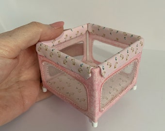 Dolls house Miniature playpen, cute duck with pink 1/12th scale