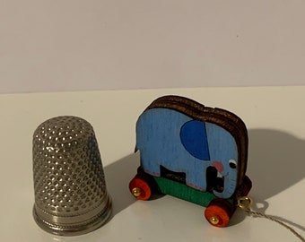 Dolls house 1/12th scale pull along blue elephant toy