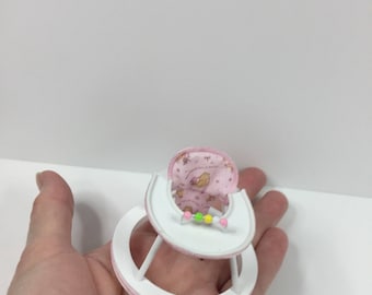 Dolls house,1/12th scale walker cute bear in pink design